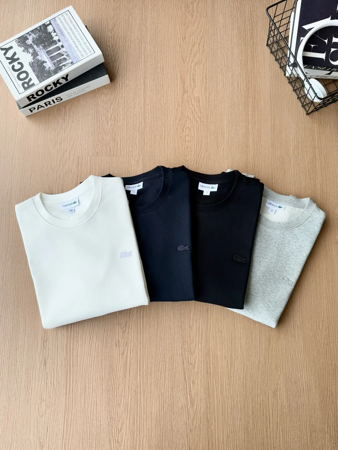 P 115LACOSTE. 2026 Autumn New Product Counter Same Style Embroidery Craft Cotton Round Neck Sweatshirt 360g Pure Cotton Terry M.L.XL 2XL LA-369